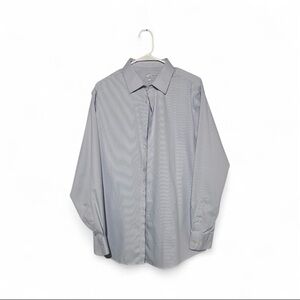 J.M. Haggar Men's Slim Fit Blue Stripe Long Sleeve Button Shirt 17-17.5